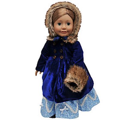 The Queen's Treasures 18" Doll Blue Velvet 3-Pi ece Coat Outfi