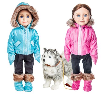 The Queen's Treasures Ski Set and Husky Dog - 1 pc