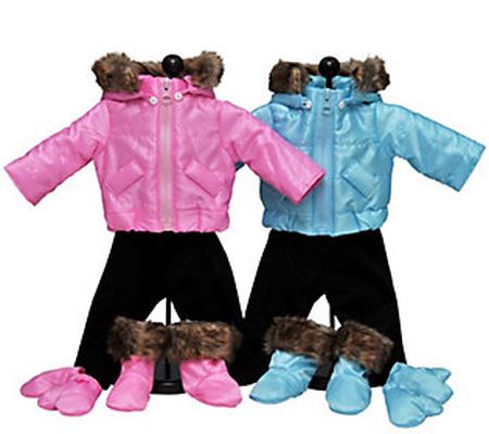 The Queen's Treasures Two 15" Baby Doll 12-Piec e Ski Clothes