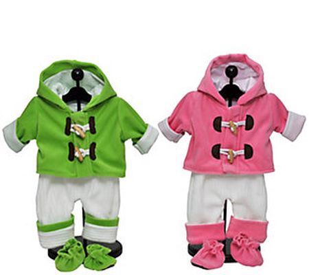 The Queen's Treasures Two 15" Baby Doll Twin Ov erall Outfits