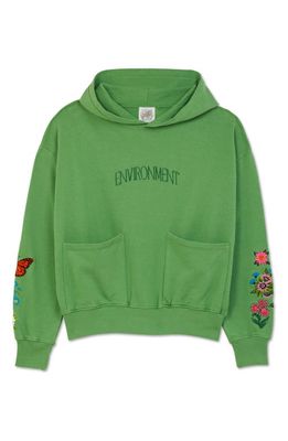 THE RAD BLACK KIDS Environment Emboidered Cotton Graphic Sweatshirt in Green