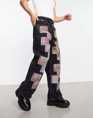 The Ragged Priest jerk skate jeans with logo graphic in black