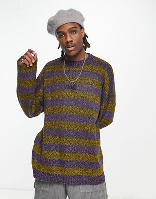 The Ragged Priest oversized soft knit sweater in purple stripe-Multi