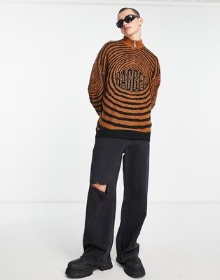 The Ragged Priest spiral half zip knitted sweater in multi