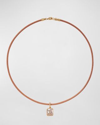 The Raj Leather Cubic Zirconia Pendant Necklace