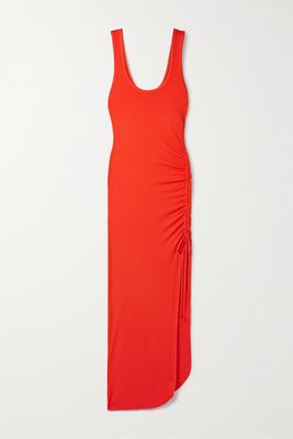 The Range - Alloy Ruched Ribbed Stretch-jersey Midi Dress - Red