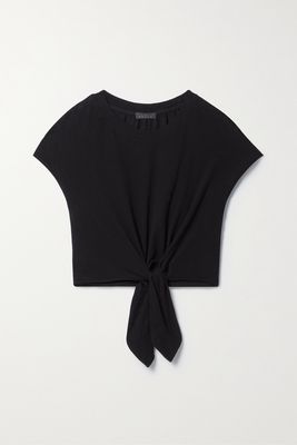 The Range - Cropped Tie-front Stretch-cotton Jersey Top - Black