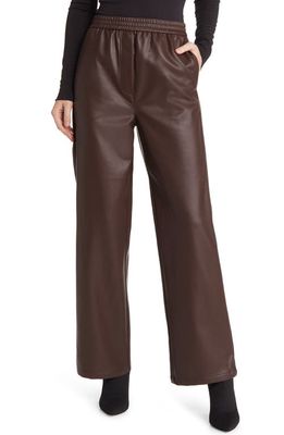 The Range Faux Leather Wide Leg Pants in Chocolate