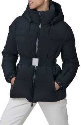 The Recycled Planet Company Belle Belted Water Resistant Down Jacket in Black