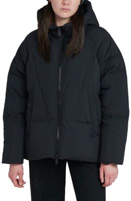 The Recycled Planet Company Elango Water Resistant Hooded Down Puffer Jacket in Black