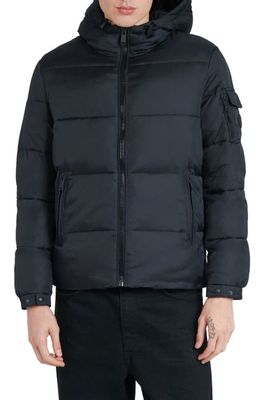 The Recycled Planet Company Erik Hooded Puffer Coat in Black