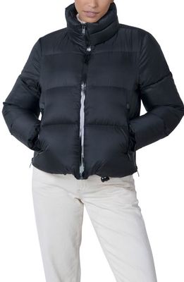 The Recycled Planet Company Evo Water Resistant Recycled Down Crop Puffer Jacket in Black