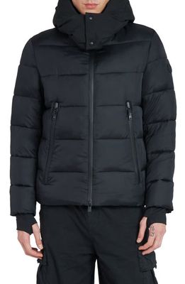 The Recycled Planet Company Tag Hooded Water Resistant Insulated Puffer Jacket in Black/Black