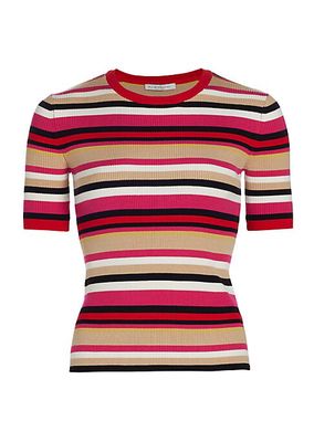 The Rida Striped Short-Sleeve Sweater