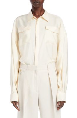 The Row Abigail Silk Button-Up Shirt in Ivory