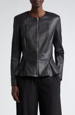 The Row Anasta Lambskin Leather Jacket in Black