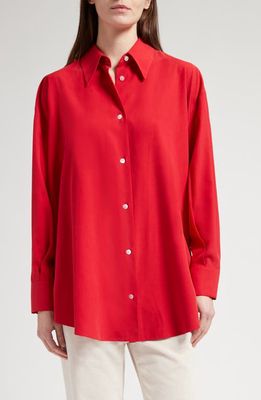 The Row Andra Silk Button-Up Shirt in Goji Berry