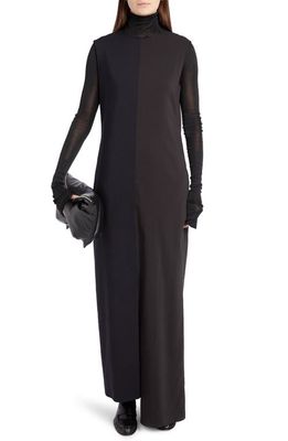 The Row Annick Asymmetric Sleeveless Cotton & Silk Dress in Black/Navy