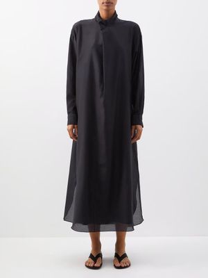 The Row - Atla Cotton-blend Voile Midi Shirt Dress - Womens - Black
