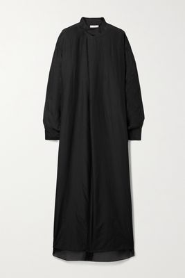 The Row - Atla Oversized Cotton And Silk-blend Voile Midi Dress - Black