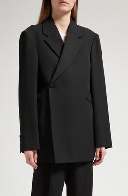 The Row Azul Oversize Double Breasted Wool Jacket in Black