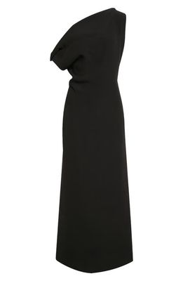 The Row Bamaris Drape Back Silk Maxi Dress in Black