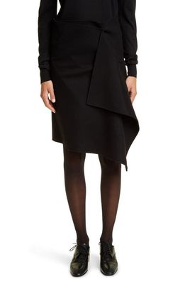 The Row Bartellina Ruffle Detail Cashmere Skirt in Black