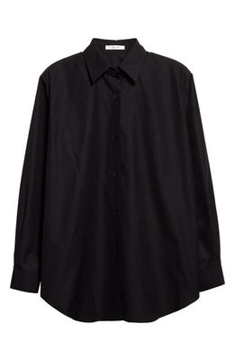 The Row Blaga Long Sleeve Cotton Poplin Button-Up Shirt in Black