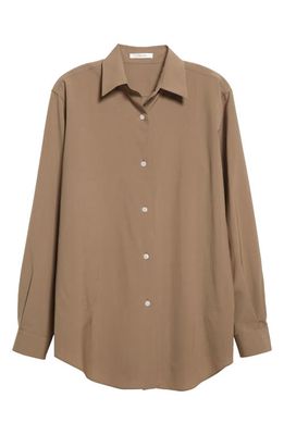 The Row Blaga Virgin Wool Button-Up Shirt in Toffee