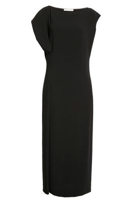 The Row Blathine Asymmetric Sleeve Dress in Black