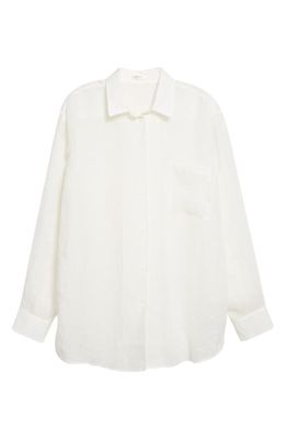 The Row Brant Oversize Linen Button-Up Shirt in Ivory