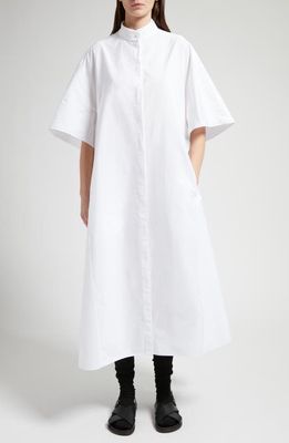 The Row Bredel Cotton Poplin Midi Shirtdress in White