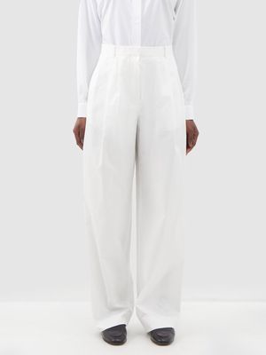 The Row - Bufus Cotton-poplin Wide-leg Trousers - Womens - Off White