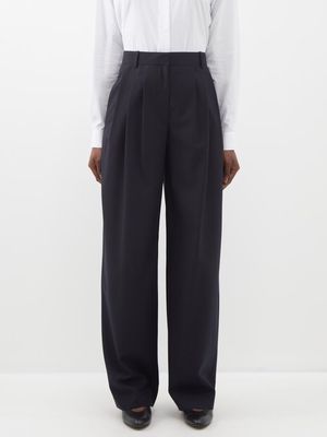 The Row - Bufus Wool Wide-leg Trousers - Womens - Navy