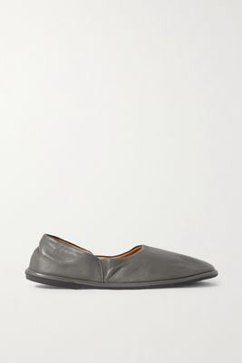 The Row - Canal Leather Ballet Flats - Gray
