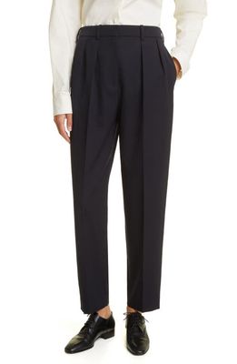 The Row Corby Loose Wool Ankle Pants in Deep Sea