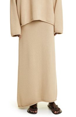 The Row Cotton Knit Maxi Skirt in Beige