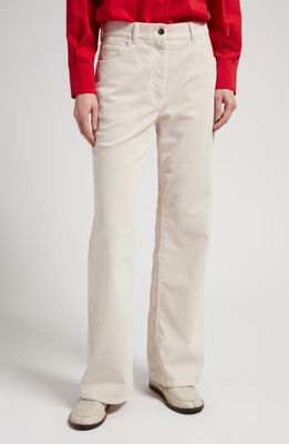 The Row Dan Cotton Corduroy Flare Pants in Off White