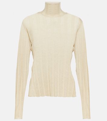 The Row Daxy linen and silk turtleneck top