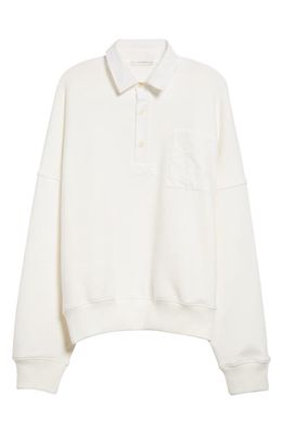 The Row Dende Cotton French Terry Polo Sweatshirt in Milk
