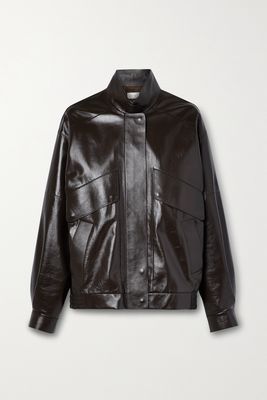 The Row - Efren Leather Bomber Jacket - Brown