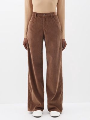 The Row - Eglitta Cotton-blend Corduroy Wide-leg Trousers - Womens - Brown