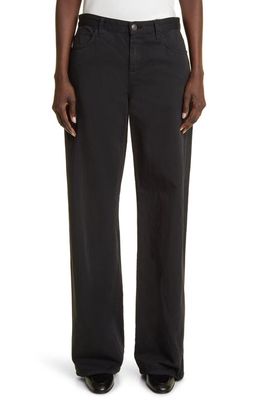 The Row Eglitta Relaxed Wide Leg Cotton & Linen Jeans in Black