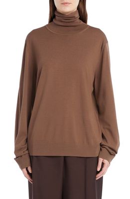 The Row Elam Escorial Wool Turtleneck Sweater in Warm Taupe