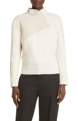 The Row Enid Asymmetric Merino Wool & Cashmere Sweater in Light Ivory