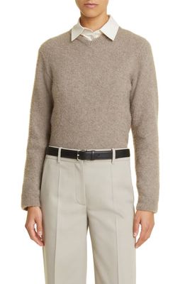 The Row Enrica Crewneck Cashmere Sweater in Dirt Brown