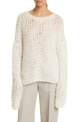 The Row Eryna Loose Knit Alpaca & Silk Sweater in Shell