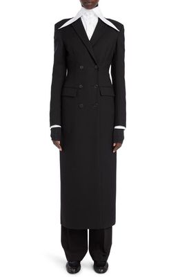 The Row Evy Double Breasted Wool & Mohair Long Coat in Black