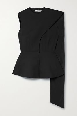 The Row - Fayna Draped Woven Peplum Vest - Black