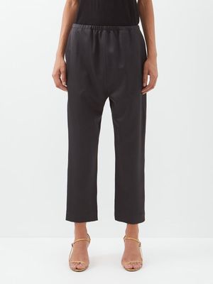The Row - Geneve Cropped Silk-blend Tailored Trousers - Womens - Black